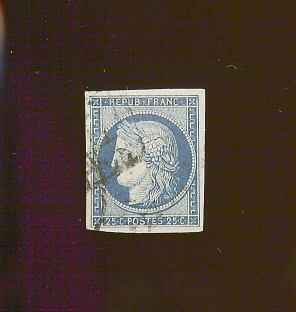 25 centimes dark blue Yvert 25 Used